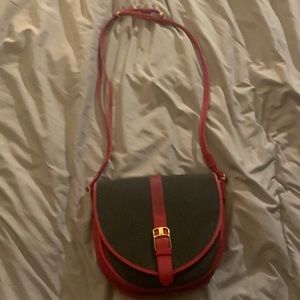 Ysl waxed canvas and red leather purse